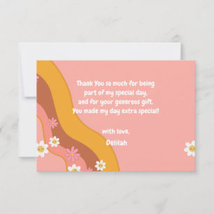 Groovy one retro vintage first baby birthday thank you card
