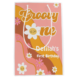 Groovy one retro vintage first birthday medium gift bag