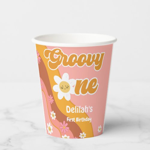 Groovy one retro vintage first birthday paper cups