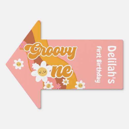 Groovy one retro vintage first birthday sign