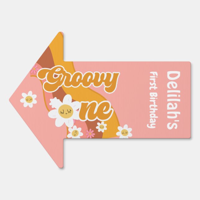 Groovy one retro vintage first birthday sign (Front)