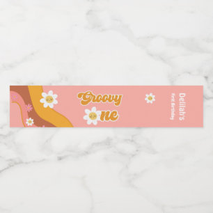 Groovy one retro vintage first birthday water bottle label