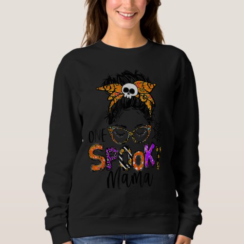 Groovy One Spooky Mama Messy Bun Women Witch Mom H Sweatshirt