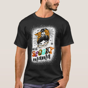 Groovy One Spooky Mama Messy Bun Women Witch Mom H T-Shirt