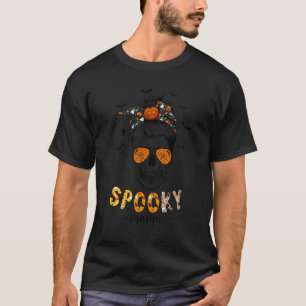 Groovy One Spooky Mama Messy Bun Women Witch Mom H T-Shirt