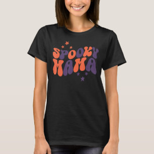 groovy one spooky mama messy bun women witch mom h T-Shirt