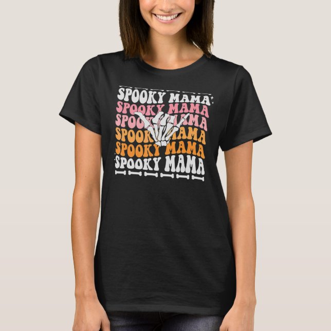 Groovy One Spooky Mama Women Witch Mom Halloween T-Shirt (Front)