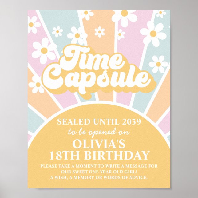 Groovy One Sunshine First Birthday Time Capsule Poster (Front)