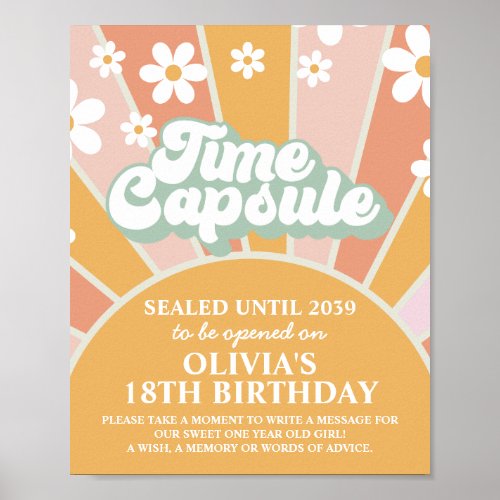 Groovy One Sunshine First Birthday Time Capsule Poster