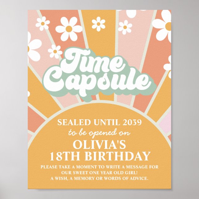 Groovy One Sunshine First Birthday Time Capsule Poster (Front)
