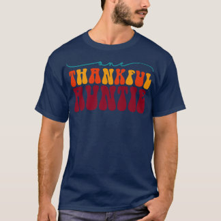 Groovy One Thankful Auntie Hello Fall Vibes Thanks T-Shirt