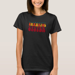 Groovy One Thankful Sister Hello Fall Vibes Thanks T-Shirt