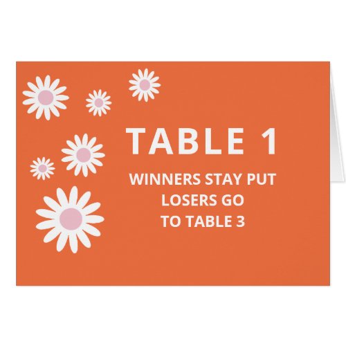 Groovy Orange Bunco Table Card For Table 1