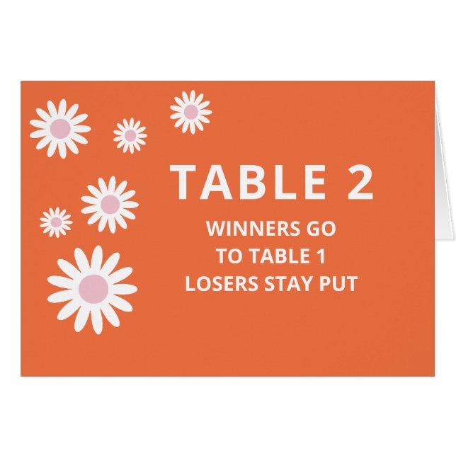 Groovy Orange Bunco Table Card For Table 2 (Front Horizontal)