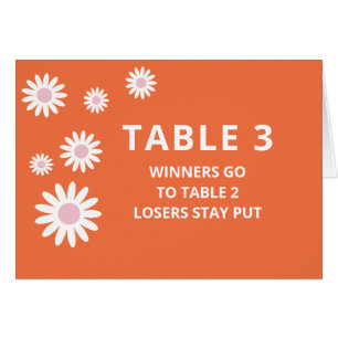 Groovy Orange Bunco Table Card For Table 3