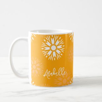 Groovy Orange Daisy Flower Retro Floral Name 