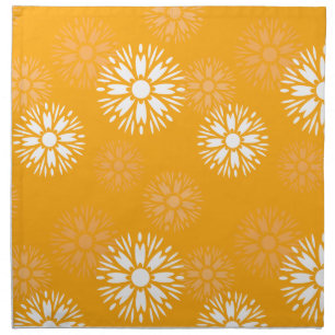 Groovy Orange Daisy Flower Retro Floral Pattern Cloth Napkin