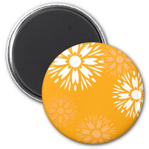 Groovy Orange Daisy Flower Retro Floral Pattern Magnet