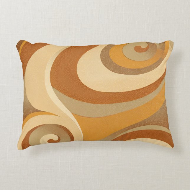 Groovy Orange Gold Brown Mid Century Modern Accent Pillow (Front)