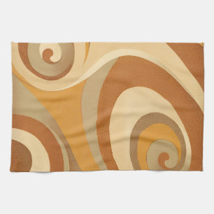 Groovy Orange Gold Brown Mid Century Modern Kitchen Towel