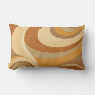 Groovy Orange Gold Brown Mid Century Modern Lumbar Pillow