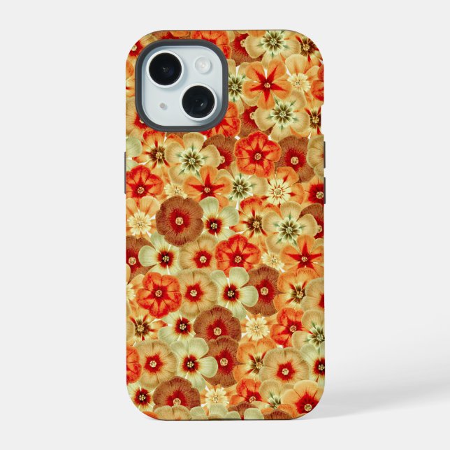 Groovy Orange Hippie Flowers Pattern Iphone Case (Back)