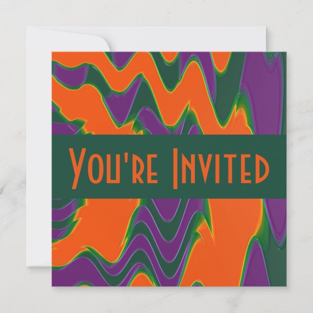 groovy orange puple invitation (Front)