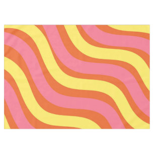 Groovy Orange Yellow Pink Wavy Stripe Bold Dining Tablecloth