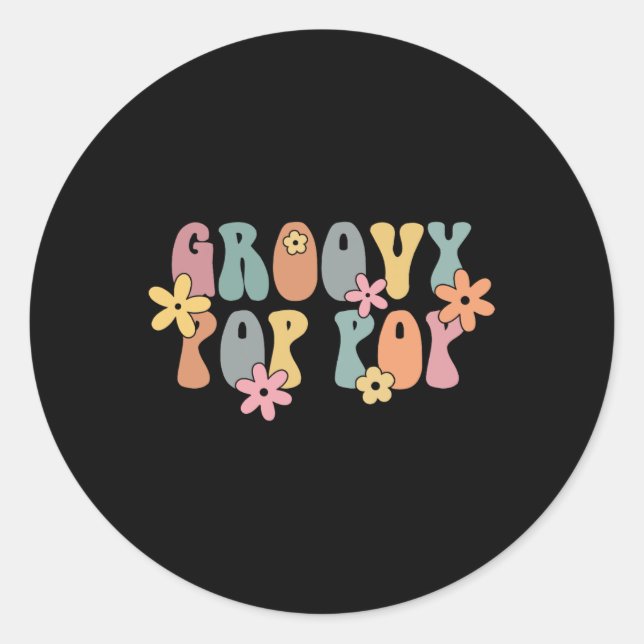 Groovy P P New Grandpa Pregnancy Announcement  Classic Round Sticker (Front)