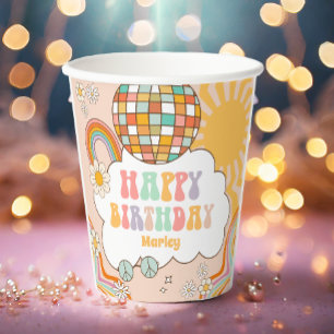 Groovy Party Retro Hippie 70s Rainbow Birthday Paper Cups