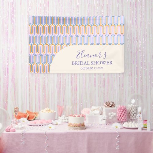 Groovy Pastel Line Periwinkle Bridal Shower Custom Banner