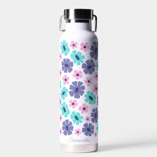 Groovy Pastel Pattern Retro Floral Water Bottle
