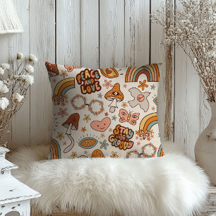 Groovy Pastel Pillow 60s Terracotta Bloom Style