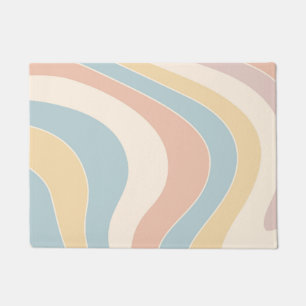 Groovy pastel retro style waves design doormat