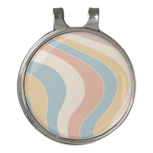 Groovy pastel retro style waves design golf hat clip