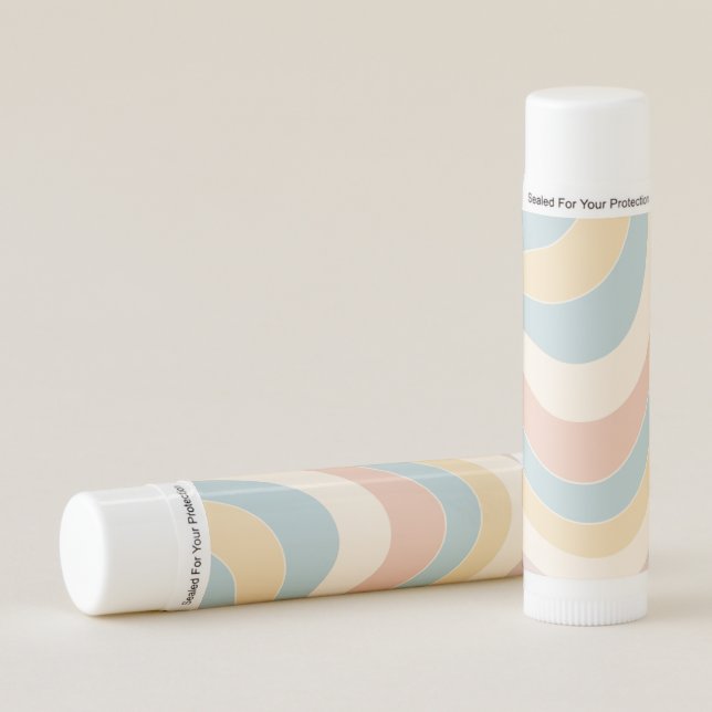 Groovy pastel retro style waves design lip balm (Front)