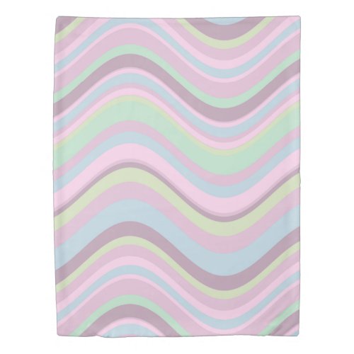 Groovy Pastel Wavy Retro Stripes Duvet Cover