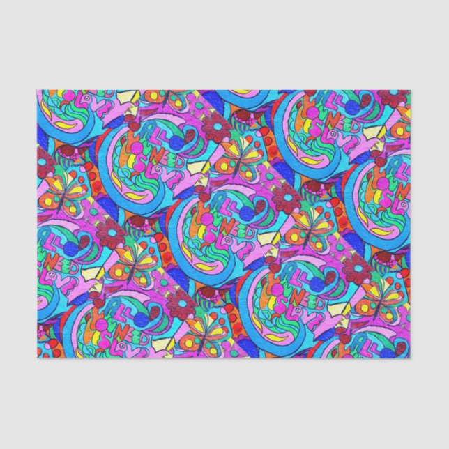 groovy peace and love tissue paper (Front)