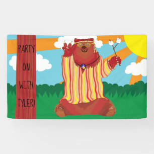 Groovy Peace Bear Party Banner