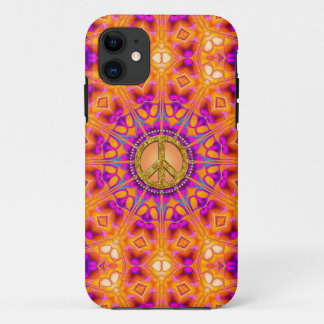 Groovy Peace Energy Mandala Orange + Pink iPhone 11 Case