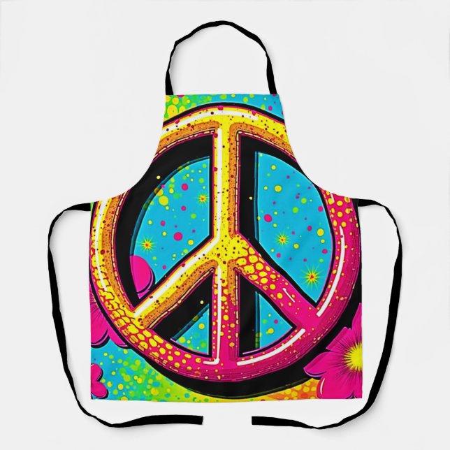 Groovy Peace Flower Power Apron (Front)