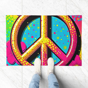 Groovy Peace Flower Power Doormat