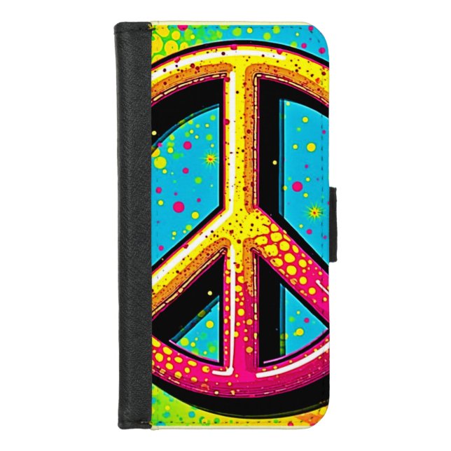 Groovy Peace Flower Power iPhone Wallet Case (Front)