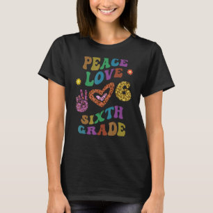 Groovy PEACE LOVE SIXTH GRADE Leopard Print 6th Gr T-Shirt