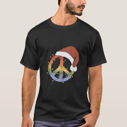 Groovy PEACE LOVE XMAS Hippie Santa Claus Funny Ch T_Shirt