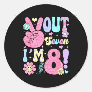 Groovy Peace Out Seven I'm 8 Years Old 8th Birthda Classic Round Sticker
