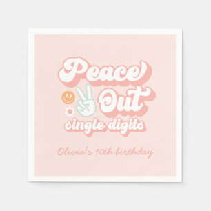 Groovy Peace Out Single Digits 10th Birthday Napkins