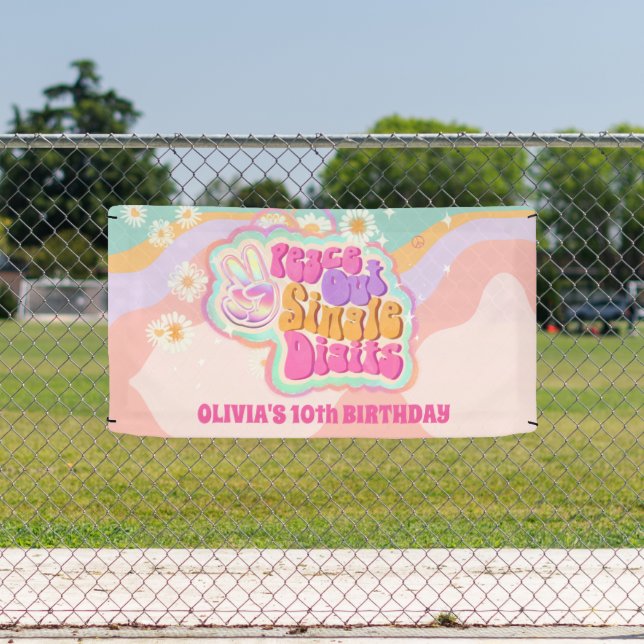 Groovy Peace Out Single Digits 10th Sign (Insitu)