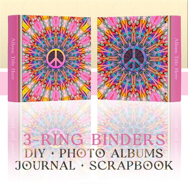 Groovy Peace Psychedelic Pink Kaleidoscope 3 Ring Binder (Creator Uploaded)