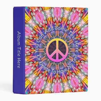 Groovy Peace Psychedelic Pink Kaleidoscope Mini Binder